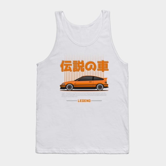 Midnight Racer Orange CRX JDM Tank Top by GoldenTuners